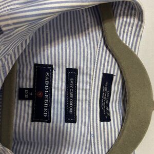 Saddlebred Men's Blue and White Striped Dress Shirt